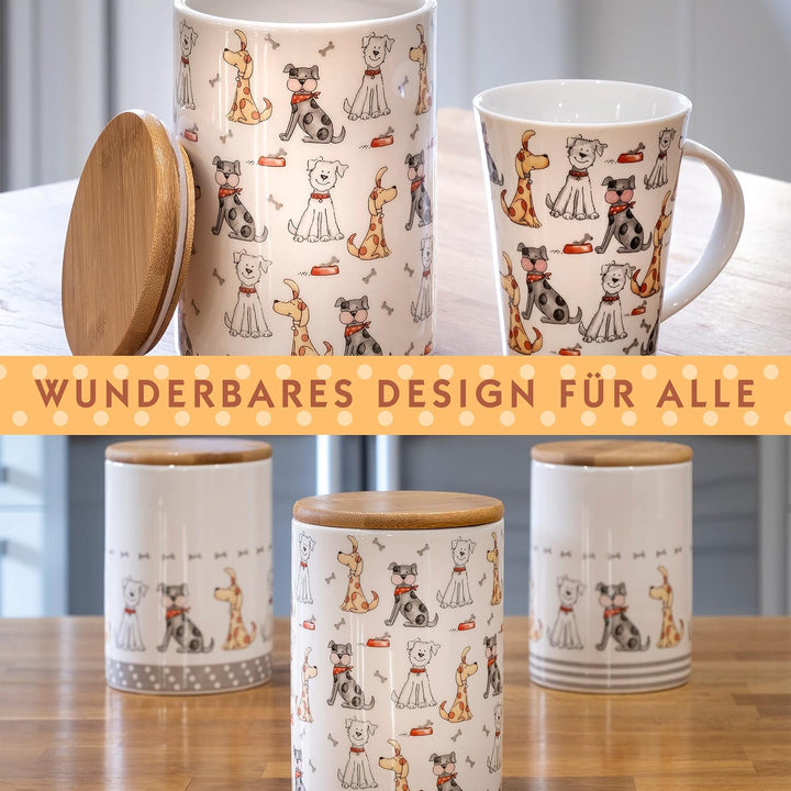 SPOTTED DOG GIFT COMPANY Vorratsdosen Keramik mit Deckel Luftdicht - 3 Vorratsbehälter vielseitig Au
