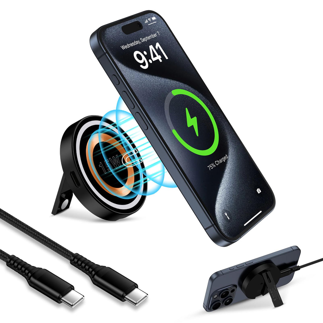 Magnetisches Wireless Charger, 15W Magsafe Kabelloses Ladegerät für iPhone 17/16/15/14/13/12, Indukt