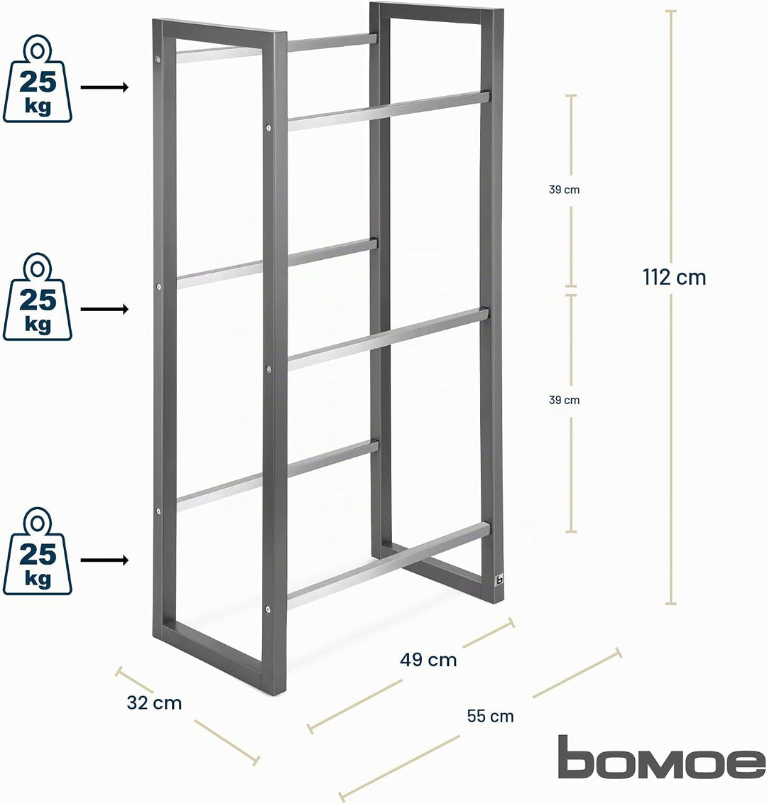 bomoe Design Getränkekistenregal stabiles FSC® Holz Anthrazit – 3 Getränkekisten – stilvolles Küchen