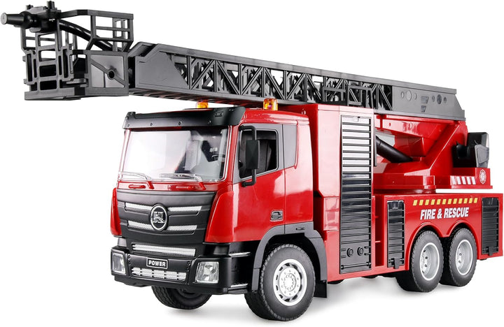 Amewi Feuerwehr Drehleiterfahrzeug 1:18 RTR ferngesteuert RC Kinder 8 Jahre, Rot