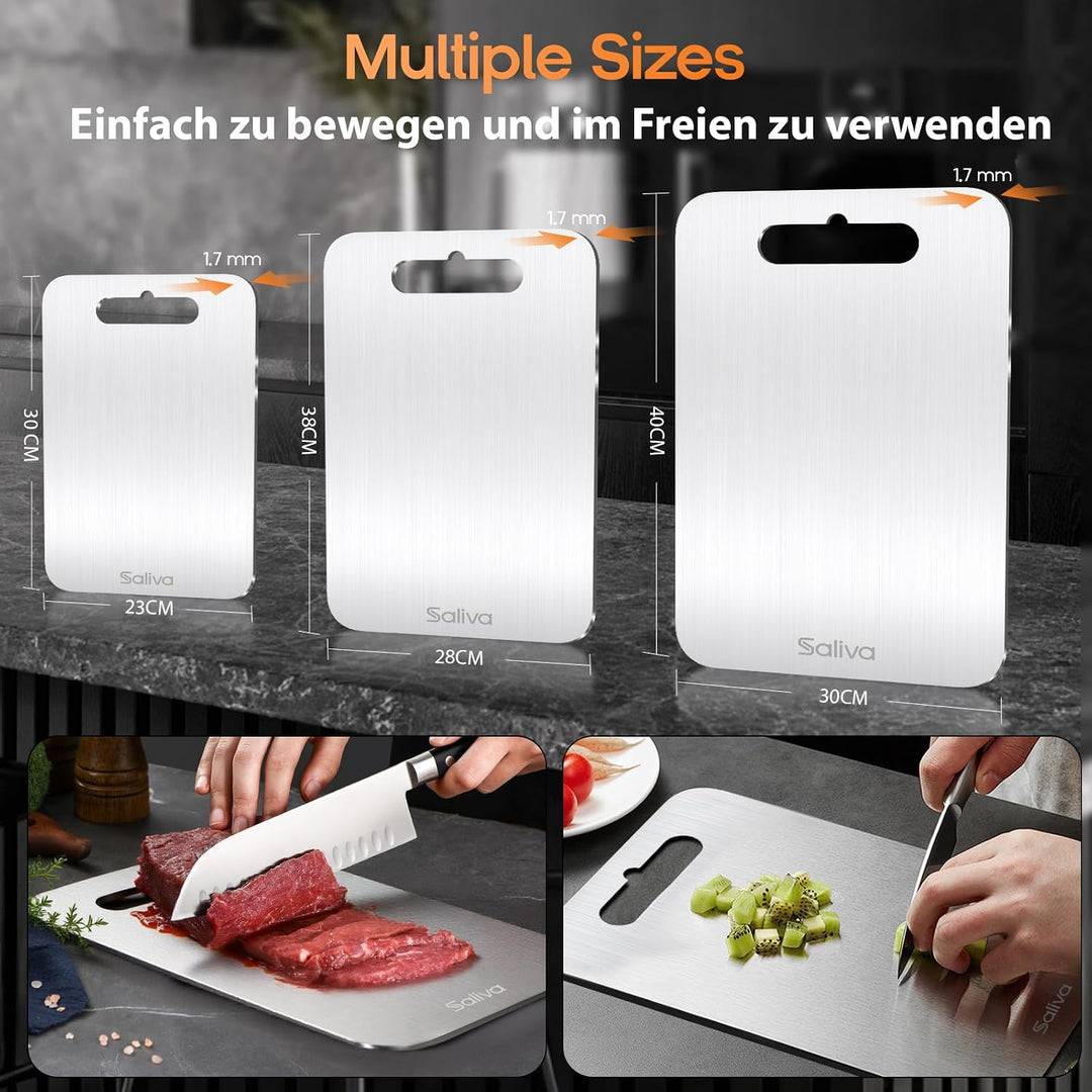 Titan Schneidebrett, Edelstahl Titanium Cutting Board, BPA-freies Doppelseitiges Lebensmittel Grade