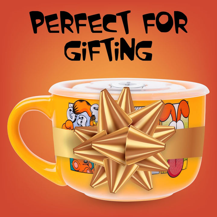 Silver Buffalo Garfield Keramik-Suppentasse mit belüftetem Kunststoffdeckel, 680 ml Garfield Never T