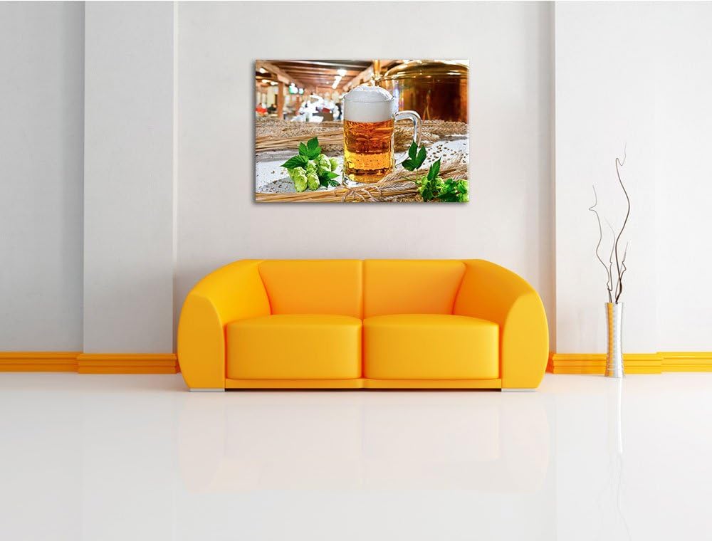 Deutsches frisches Bier Format: 100x70 auf Leinwand, XXL riesige Bilder fertig gerahmt mit Keilrahme