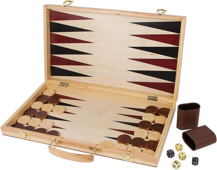 Small Foot Schach und Backgammon Koffer aus Holz, Konzentrationsspiele für Gross und Klein, ab 6 Jah