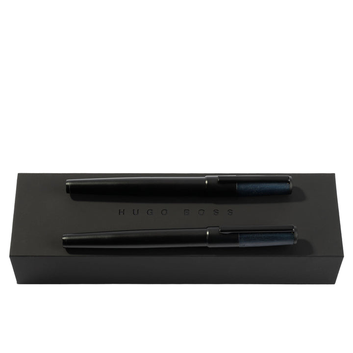Hugo Boss Stifte-Set Gear Minimal Black & Navy HPPR189A (Tintenroller und Füllfederhalter) | Geschen