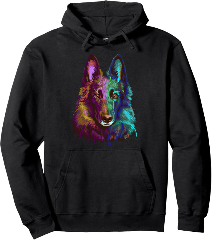 Bunter Splash Hund Belgischer Schäferhund Groenendael Pullover Hoodie