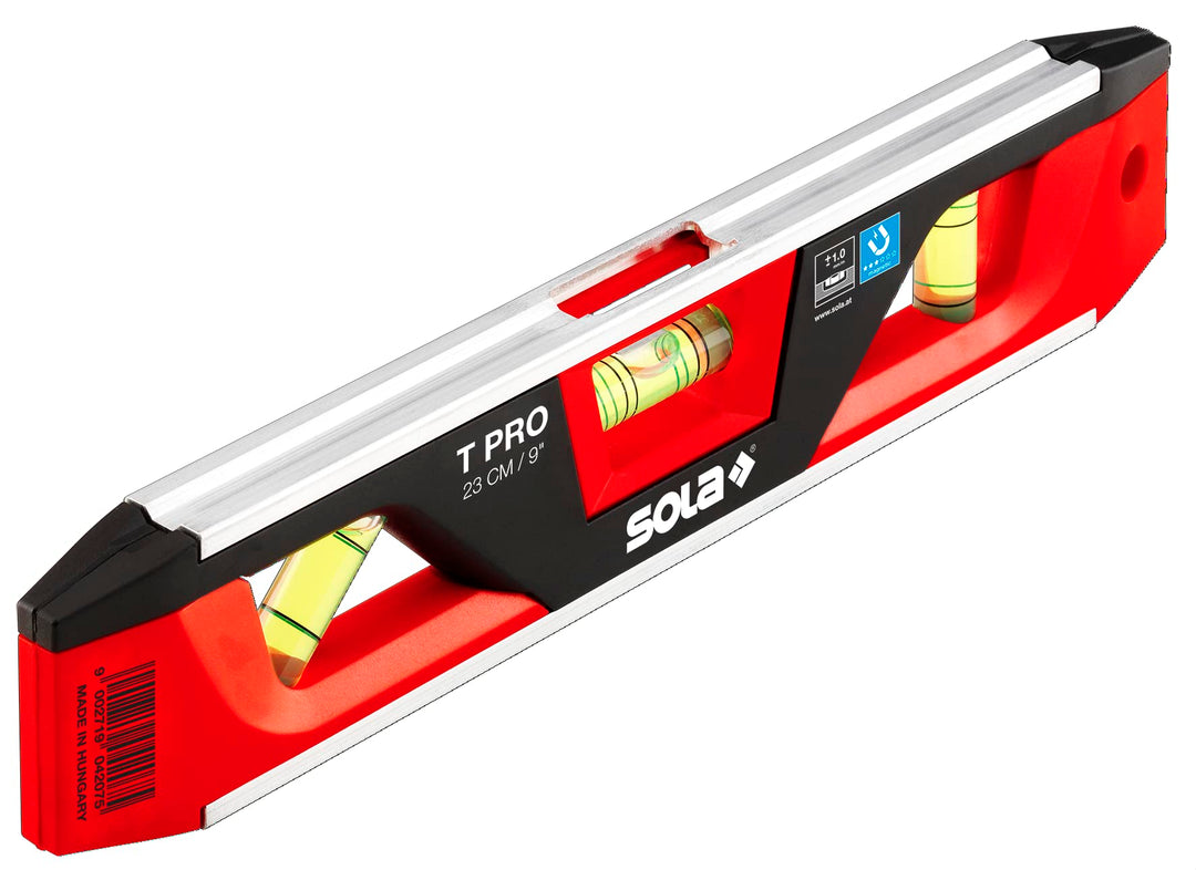 SOLA TPRO Torpedo-Wasserwaage, 22,9 cm, magnetisch, Schwarz/Rot