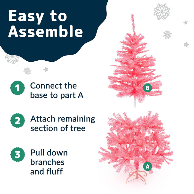 Weihnachtsbaum von Prextex - Pink - 1,20 m Hoch - 320 Spitzen – Hochwertiger Künstlicher Weihnachtsb