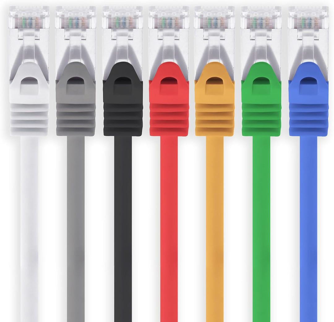 1aTTack.de 7,5m - 7 Farben - 7 Stück Cat7 Netzwerkkabel SFTP Patchkabel Lankabel Rohkabel 10GB/s - 5