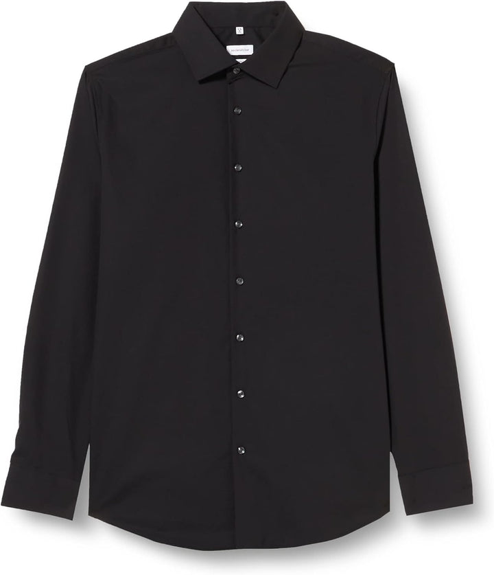 Seidensticker Herren Business-Hemd - Slim Fit Bügelfrei Kent-Kragen Langarm 100% Baumwolle Shaped