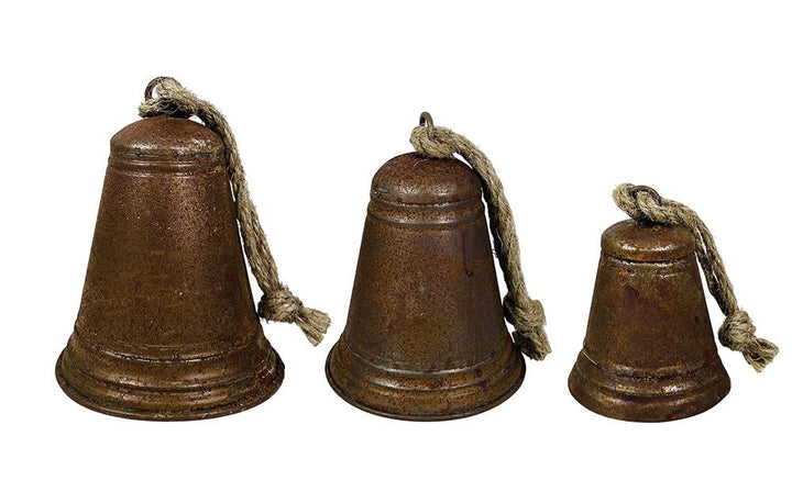zeitzone Glocken-Set Zink Rostig Weihnachtsglocke 3 Stück Weihnachtsdeko