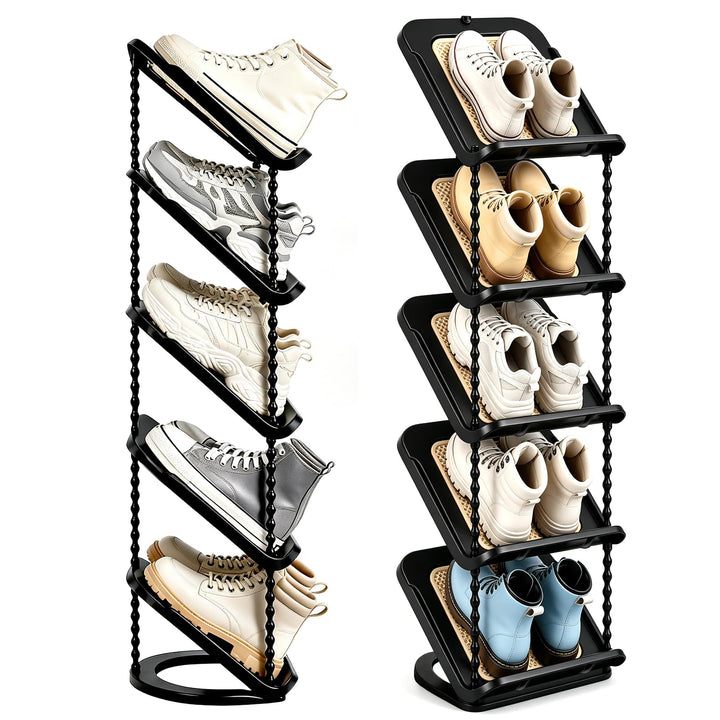 Patinao Schuhregal Schmal mit 5 Ebenen, Platzsparend Schräg Schuhablage, Schuhschrank Schuhaufbewahr