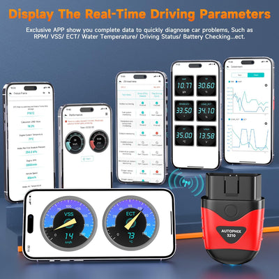 AUTOPHIX 3210 Bluetooth OBD2 Diagnosegerät für iOS & Android EOBD OBDII Auto Scanner mit Batterietes