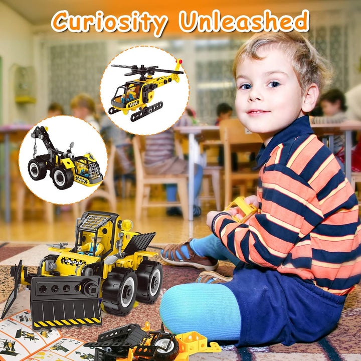 HOMETTER Konstruktionsspielzeug für 5 6 7 8+ Jahre alte Jungen Geschenk, 6 in 1 Engineering Spielzeu