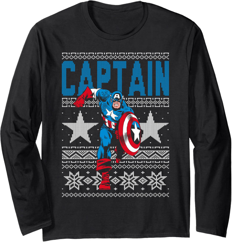 Marvel Captain America Stars Ugly Weihnachten Langarmshirt