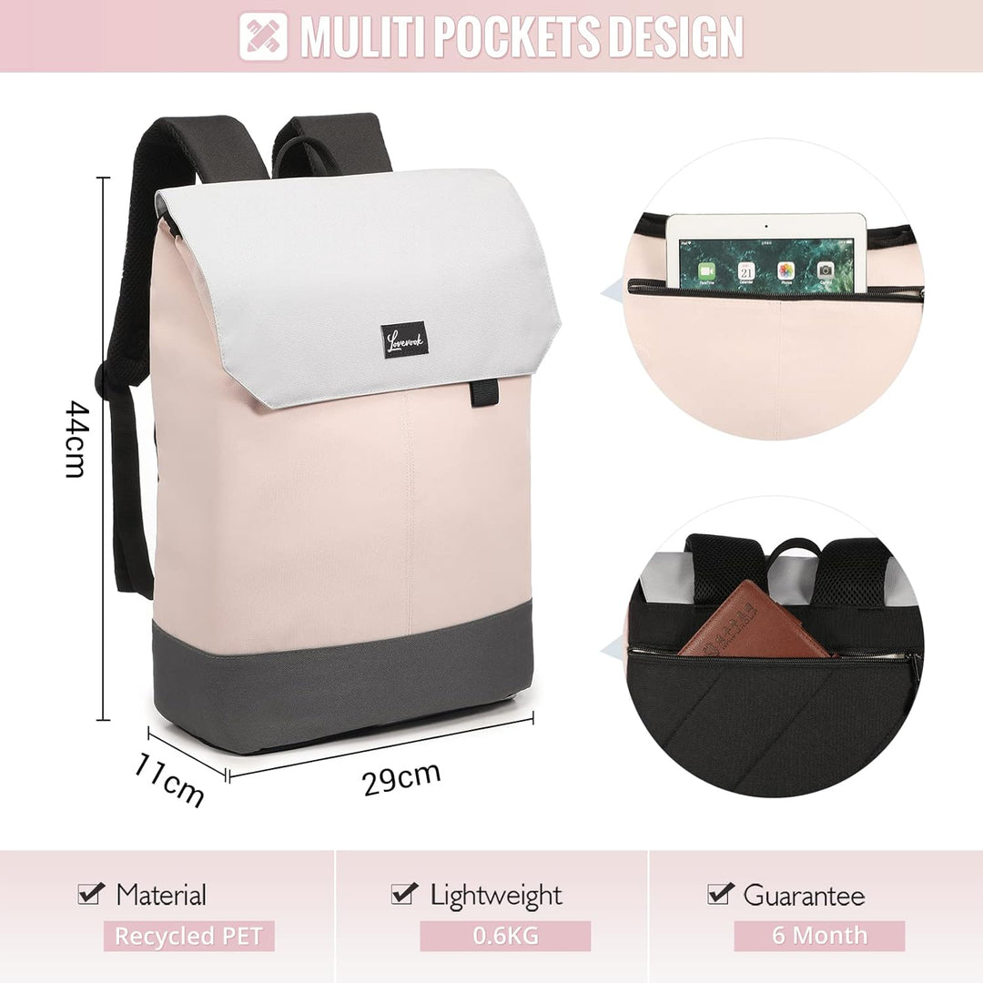 LOVEVOOK Rucksack Damen Elegant Daypack Wasserdichter Tagesrucksack mit Laptopfach 15,6 Zoll & Anti