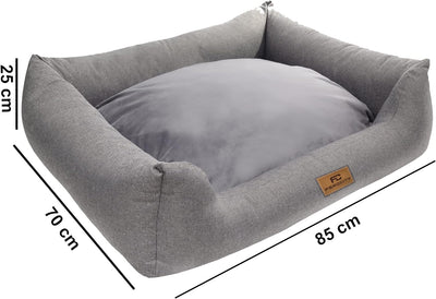 Ferocity Hundebett waschbares Hundesofa mit Rand und Wendekissen, Hundekissen aus Cordura und Samt,