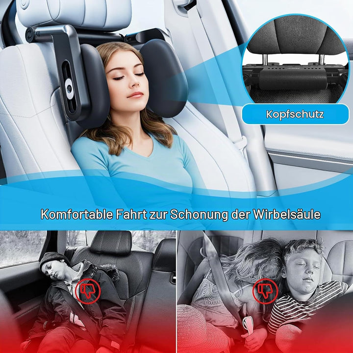 Kopfstütze Auto, Weichem Gedächtnisschaum,Einziehbare Abnehmbare Nackenstütze Autositz Seitliches Ko
