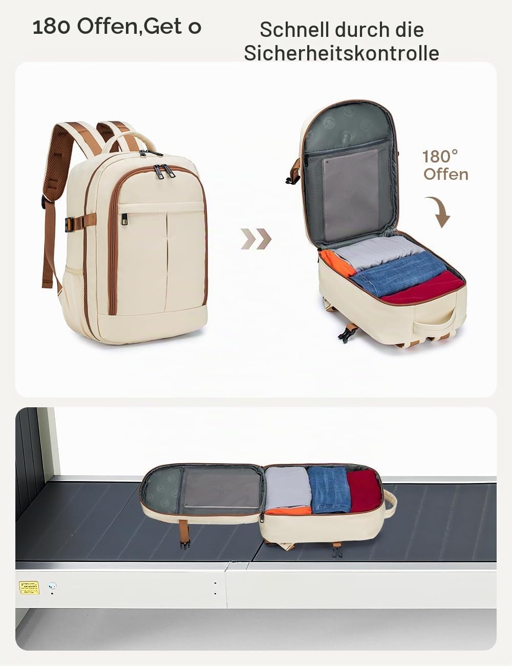 BAGZY 40x30x15cm Handgepäck Rucksack für British Airways jet2 Air France Reiserucksack Flugzeug 14 Z