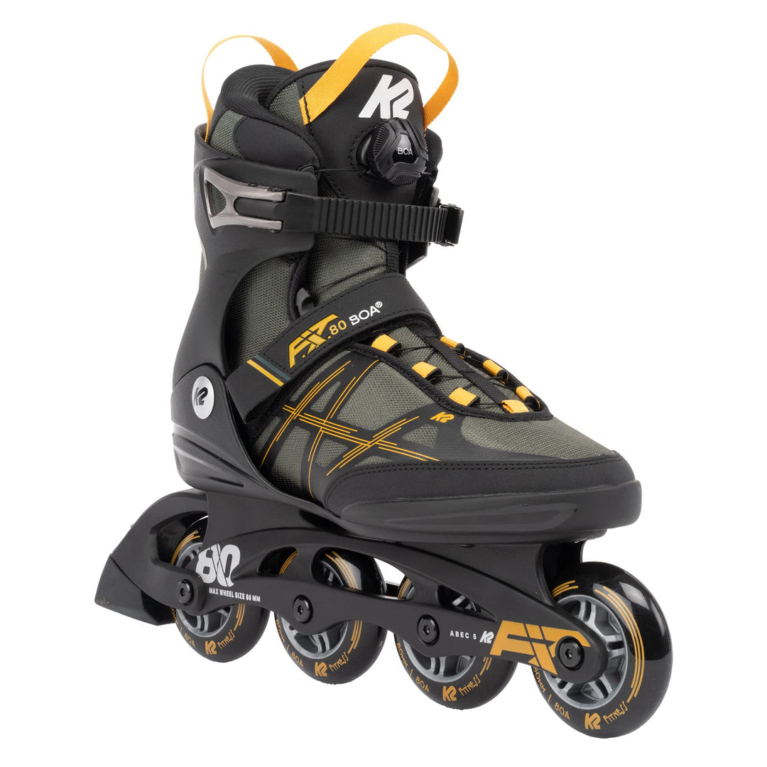 K2 Skates Herren Inline Skates F.I.T. 80 BOA, grey - mustard, 30G0315 EU: 42 (UK: 8 / US: 9) grey -