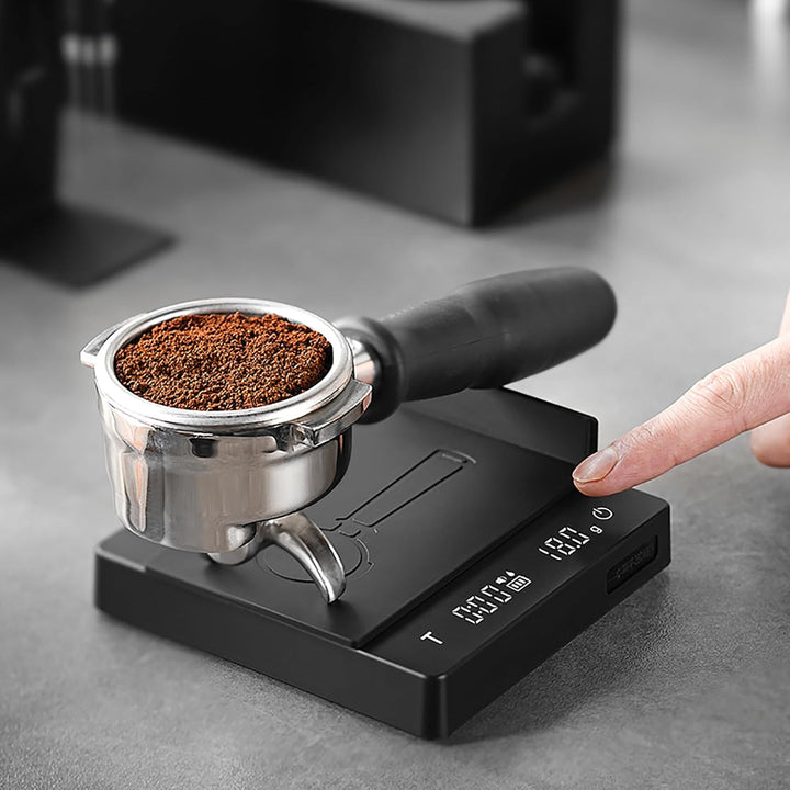 MHW-3BOMBER Mini Kaffewaage mit Timer, Wiederaufladbare Espresso Waage mit Schwerkraftsensor, 2kg/0,