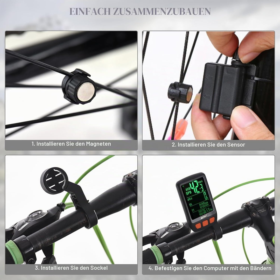 Lixada Fahrrad-Fahrradcomputer, kabelloser digitaler Fahrrad-Tachometer, Kilometerzähler mit wiedera