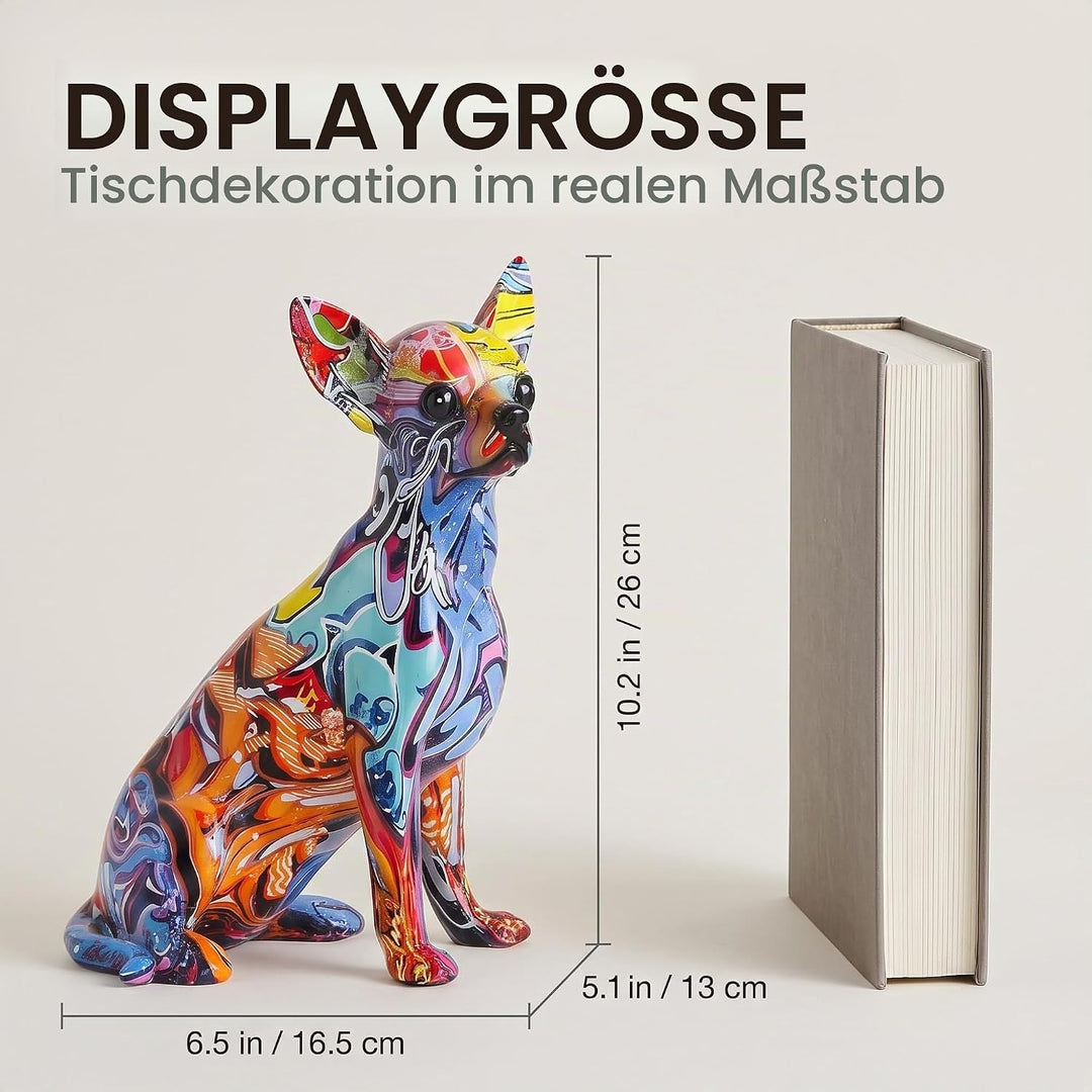 suruim Bunt Chihuahua Figur Deko, Bulldogge, Chihuahua, Hund, Statue, Wohnzimmer, Ornamente, Haus, E