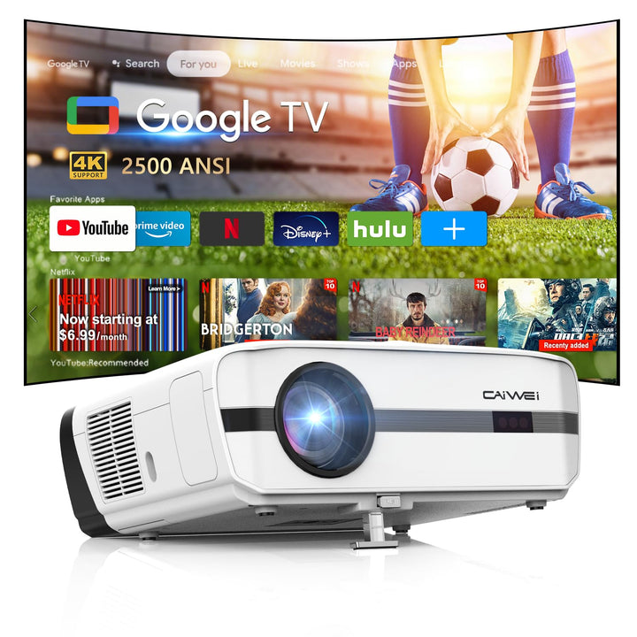 4K Beamer Google TV HDR10+, 2500 ANSI Lumen Tageslicht Heimkino Projektor mit WiFi Bluetooth HDMI AR