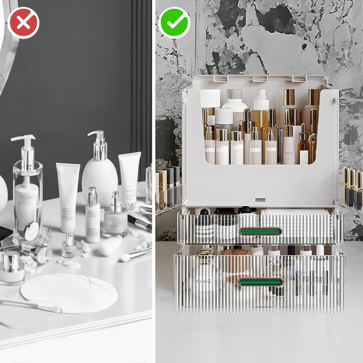 Make Up Organizer Dustproof Kosmetik Aufbewahrung mit Deckel Schubladen Cosmetic Organizer Schmink O