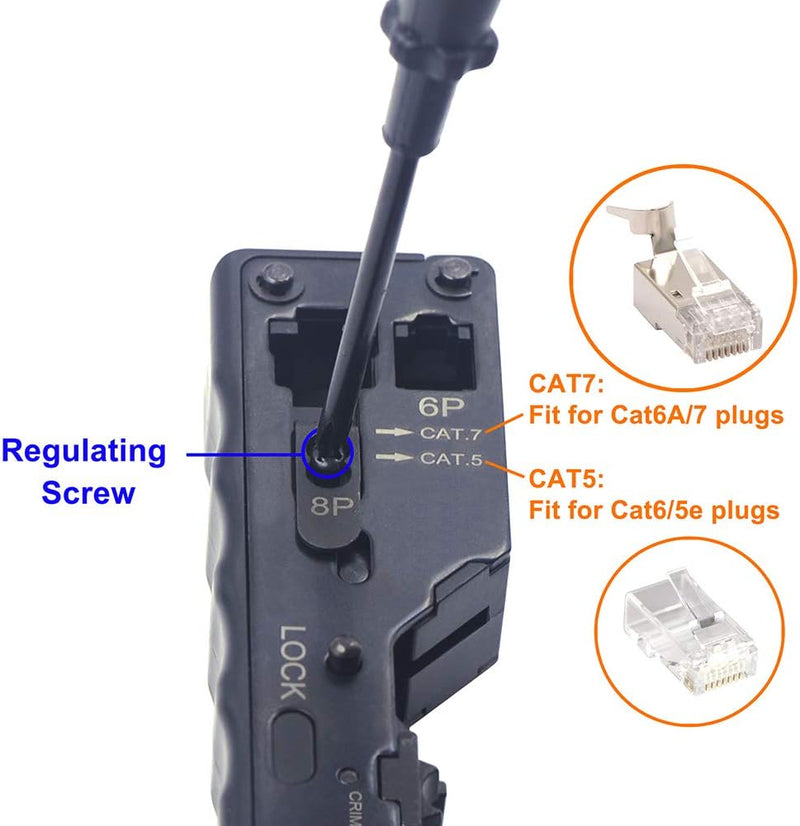 VCE GJ669BK Crimpzange RJ45 Stecker Werkzeug für Netzwerkstecker Netzwerkwerkzeug Cat 7 Cat 6A Netzw