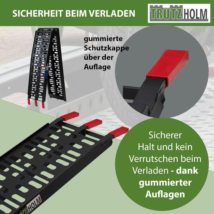 TRUTZHOLM 2 x Auffahrrampe klappbar 228 cm Traglast 680 kg Alu schwarz gelocht Motorradrampe Verlade