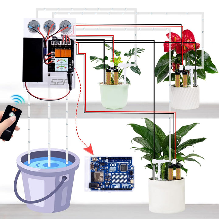 GeeekPi Plant Watering Kit für Arduino UNO R4 WiFi, mit UNO R4 Wifi Microcontroller Board, Soil Mois