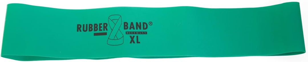FTM Dittmann® Rubberband XL in Grün (mittel), inkl Übungsflyer, für Muskelaufbau, Krafttraining und