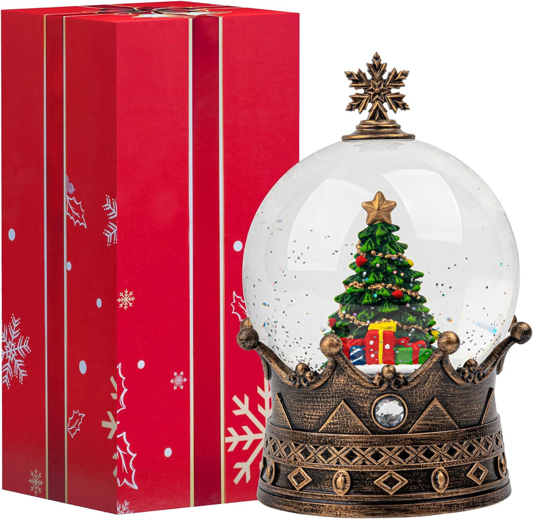 Weihnachten Schneekugel Laterne Wasser glitzernde Weihnachtsbaumkrone mit Musik & Timer, USB gefütte