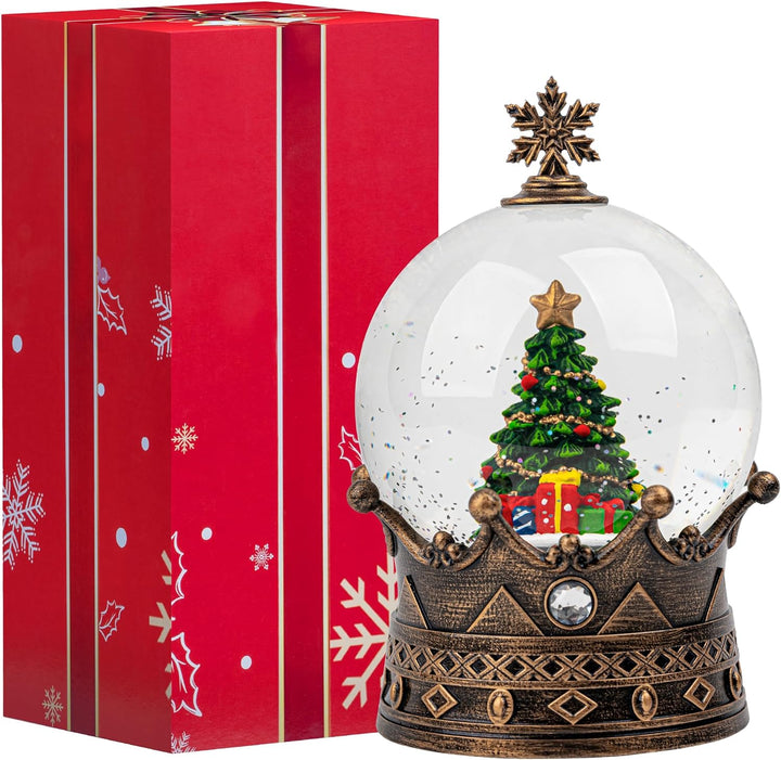 Weihnachten Schneekugel Laterne Wasser glitzernde Weihnachtsbaumkrone mit Musik & Timer, USB gefütte