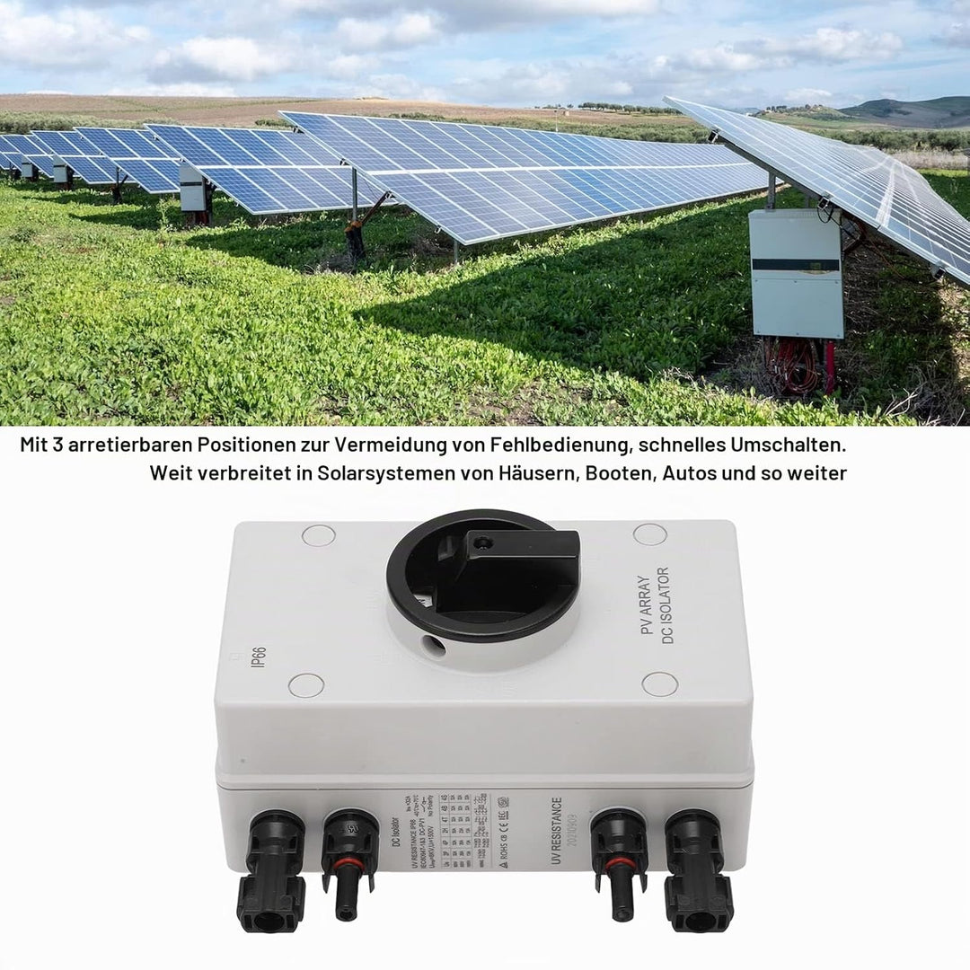 Solar-Trennschalter, PV-Trennschalter, IP66, Wasserdicht, DC 1000 V, 32 A, Netz-Solarstromsystem, Ph