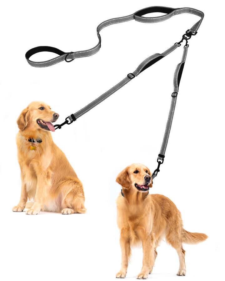 PetBonus Hundeleine Doppelleine für 2 Hunde, Keine Verwicklung Leine für 2 Hunde Gross, Verstellbar