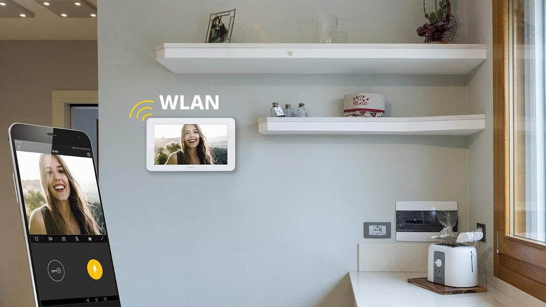 Vimar K40945 Videosprechenalagen-Set enthält Freisprech-Touchscreen-Videohaustelefon LCD 7in und WLA