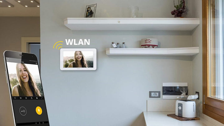 Vimar K40945 Videosprechenalagen-Set enthält Freisprech-Touchscreen-Videohaustelefon LCD 7in und WLA