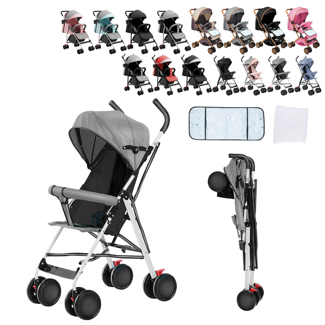 Kinderwagen mit Kühlmatte und Moskitonetz, kompakter Kinderwagen, faltbar, für Babys und Kinder, Kin