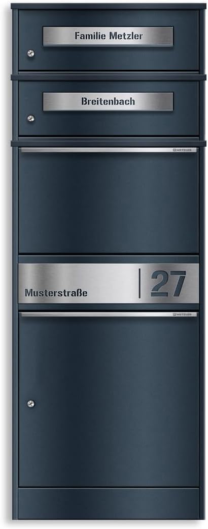 Metzler Paketbox mit 2 Briefkästen – 2er Briefkasten mit Paketfach & Namensgravur, Personalisierte B