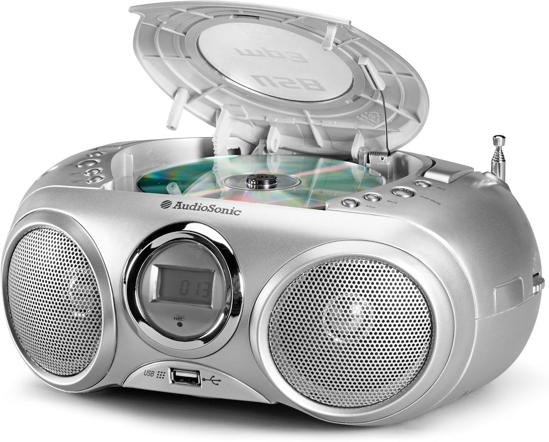 AudioSonic CD-571 CD Stereoradio (MP3, USB 2.0) Silber, Silber