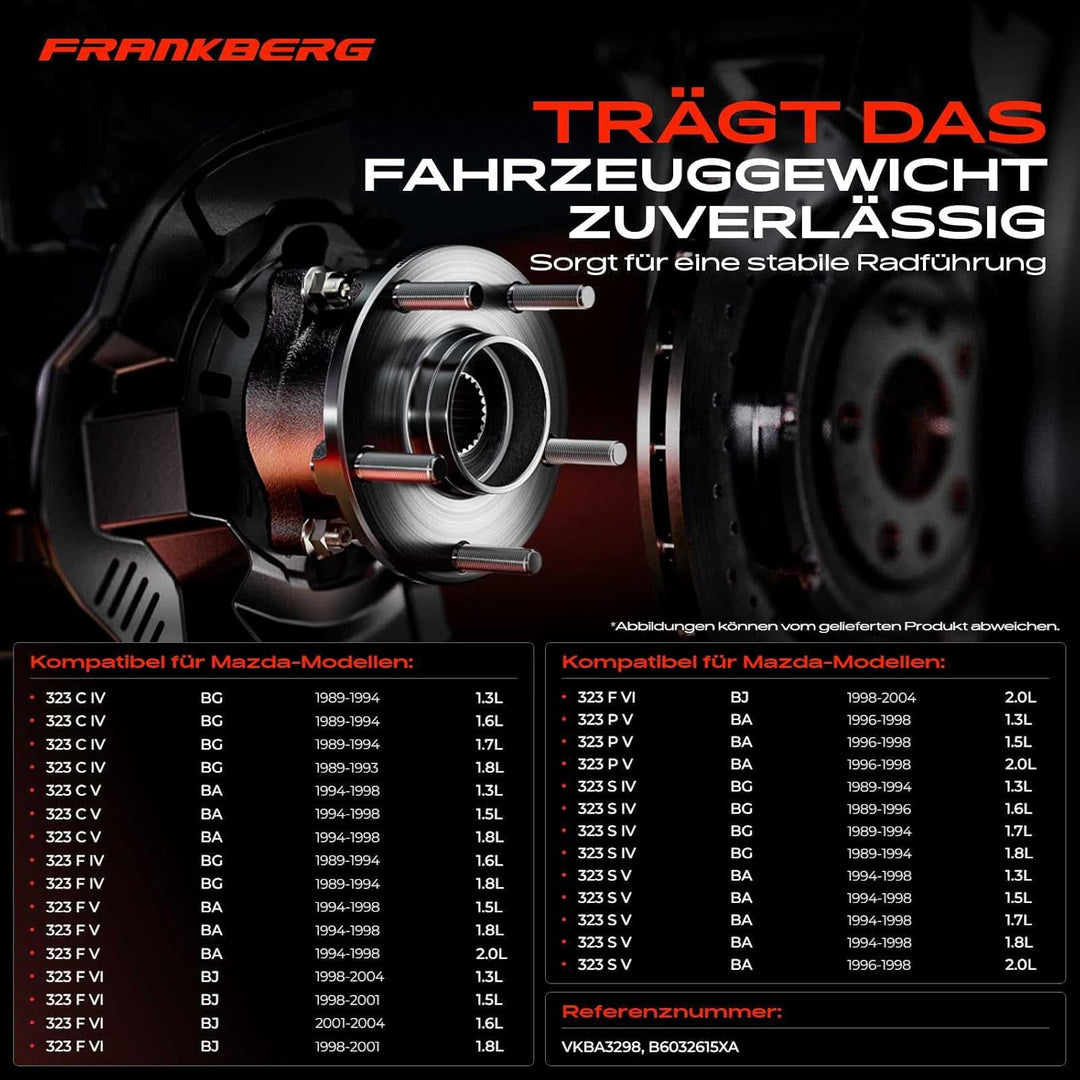 Frankberg 1x Radnabe Radlagersatz Hinterachse Links oder Rechts Kompatibel mit MX-3 EC Coupe 1.6L 1.