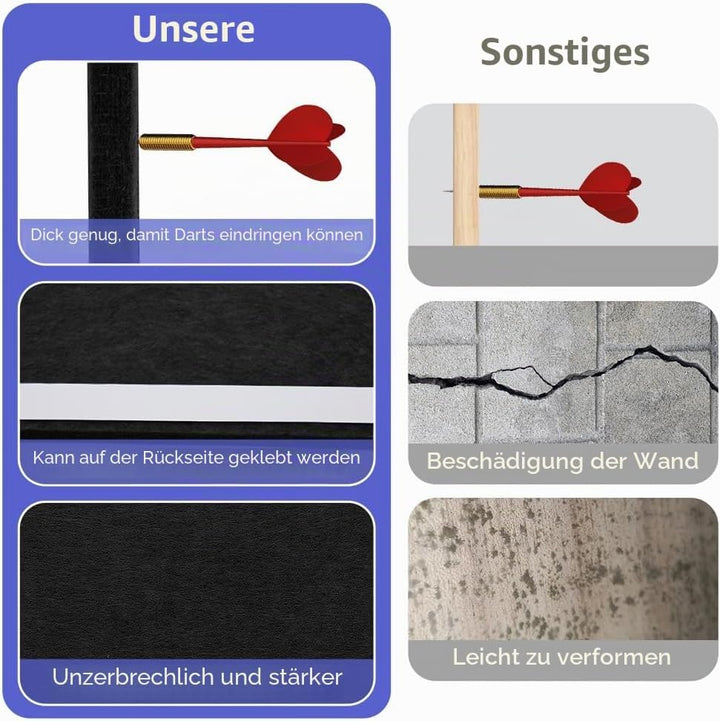 Dartboard-Wandschutz, Dart Wandschutz aus Filz, Dartboard-Umrandung, Selbstklebend, Gespleisste Wand
