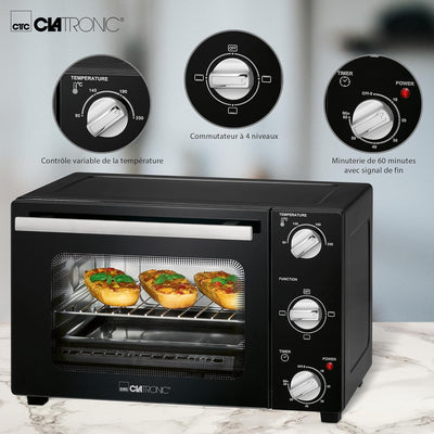 Clatronic MBG 3727 Multi-Backofen, 25 Liter Backraum, Umluft + Ober- und Unterhitze, Drehspiessfunkt