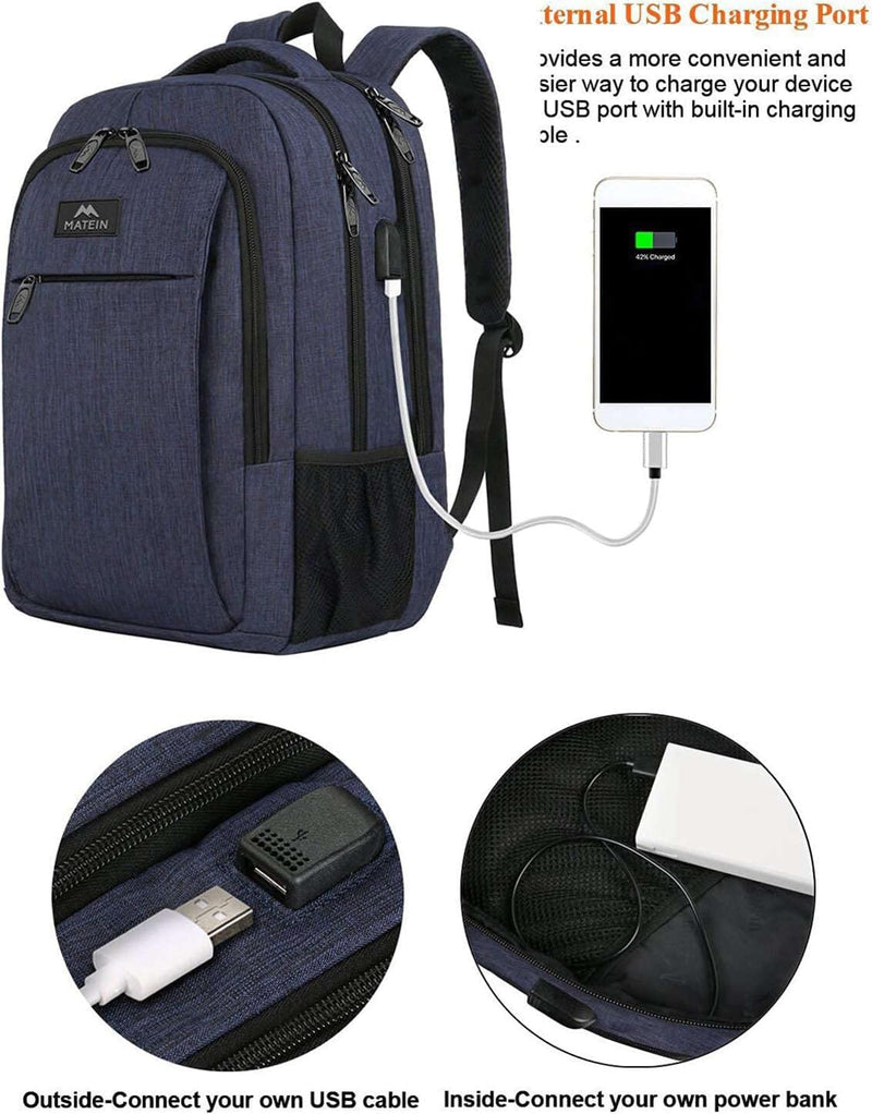 MATEIN Schulrucksack 15,6 Zoll Laptop Notebook Rucksack Backpack Schultasche für Männer mit USB Lade