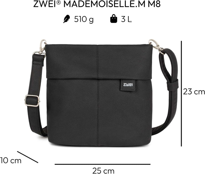 Zwei M8 Umhaengetasche Nubuk-black, Nubuk-black