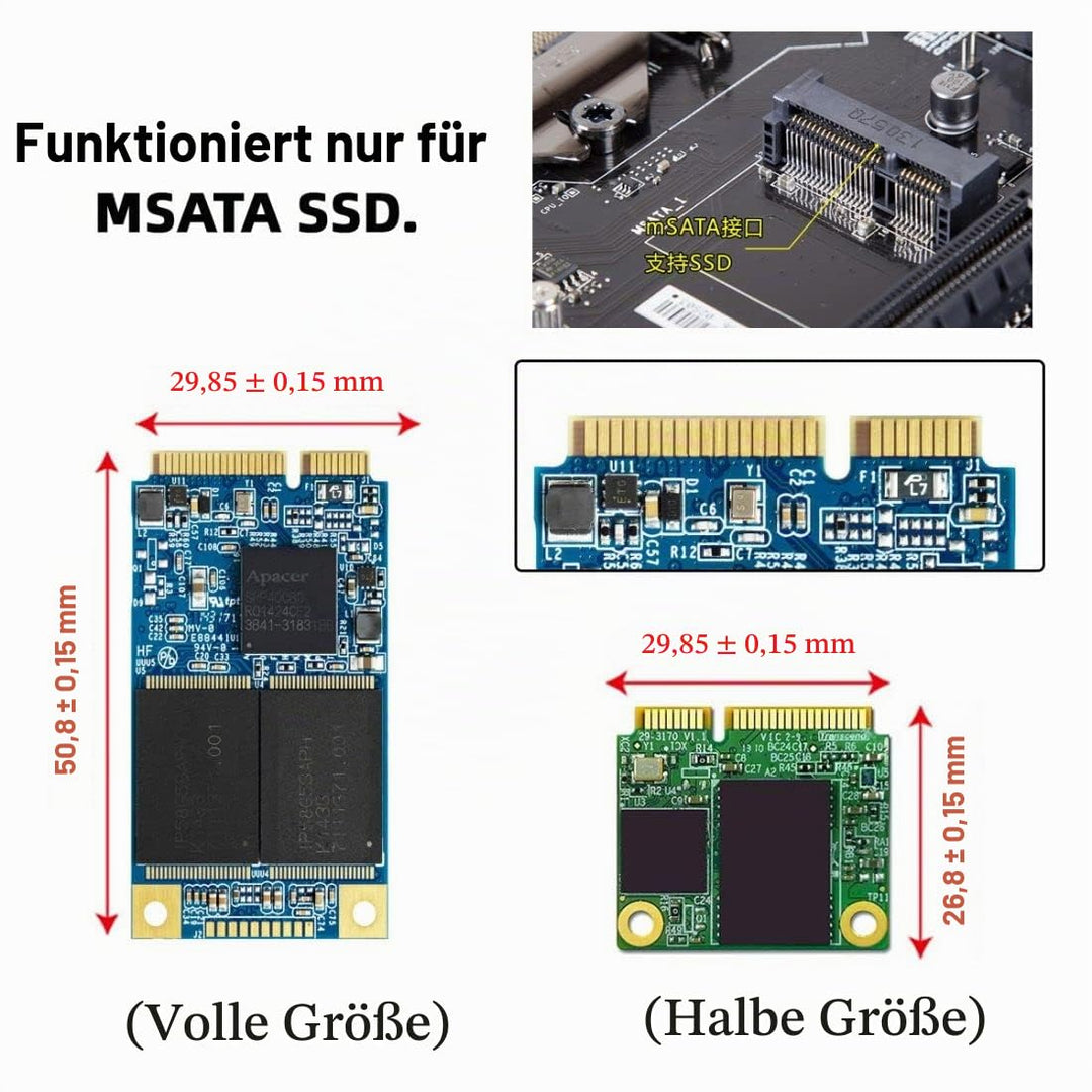 chenyang CY MSATA auf SATA Adapter,Dual MSATA Mini-SATA SSD Karte JOBD Raid0 Span Bridge auf 2,5inch