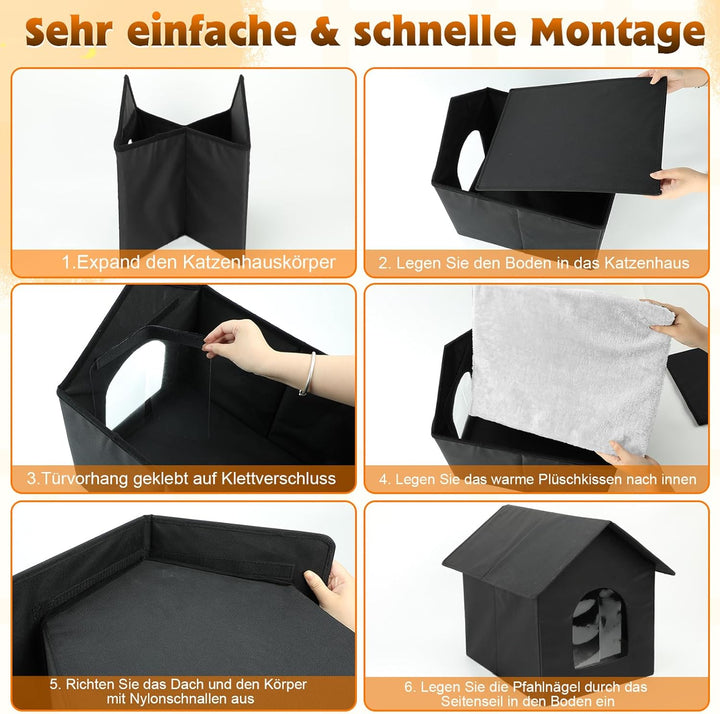 FHTONGE Katzenhaus Outdoor Winterfest, Wetterfest Katzenhütte Outdoor Gross mit Abnehmbarem Weiches