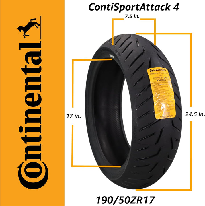Continental 190/50 ZR17 (73W) ContiSportAttack 4 M/C Rear Motorradreifen